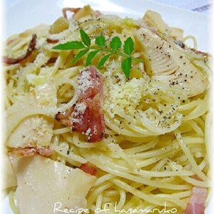 たけのこ（筍）とベーコンの和風パスタ